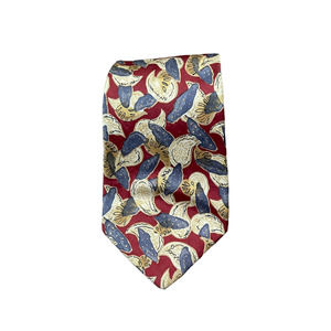 Robert Talbott Mens Tie Burgundy Gray Yellow Geometric Pattern 100% Silk‎ 59X4